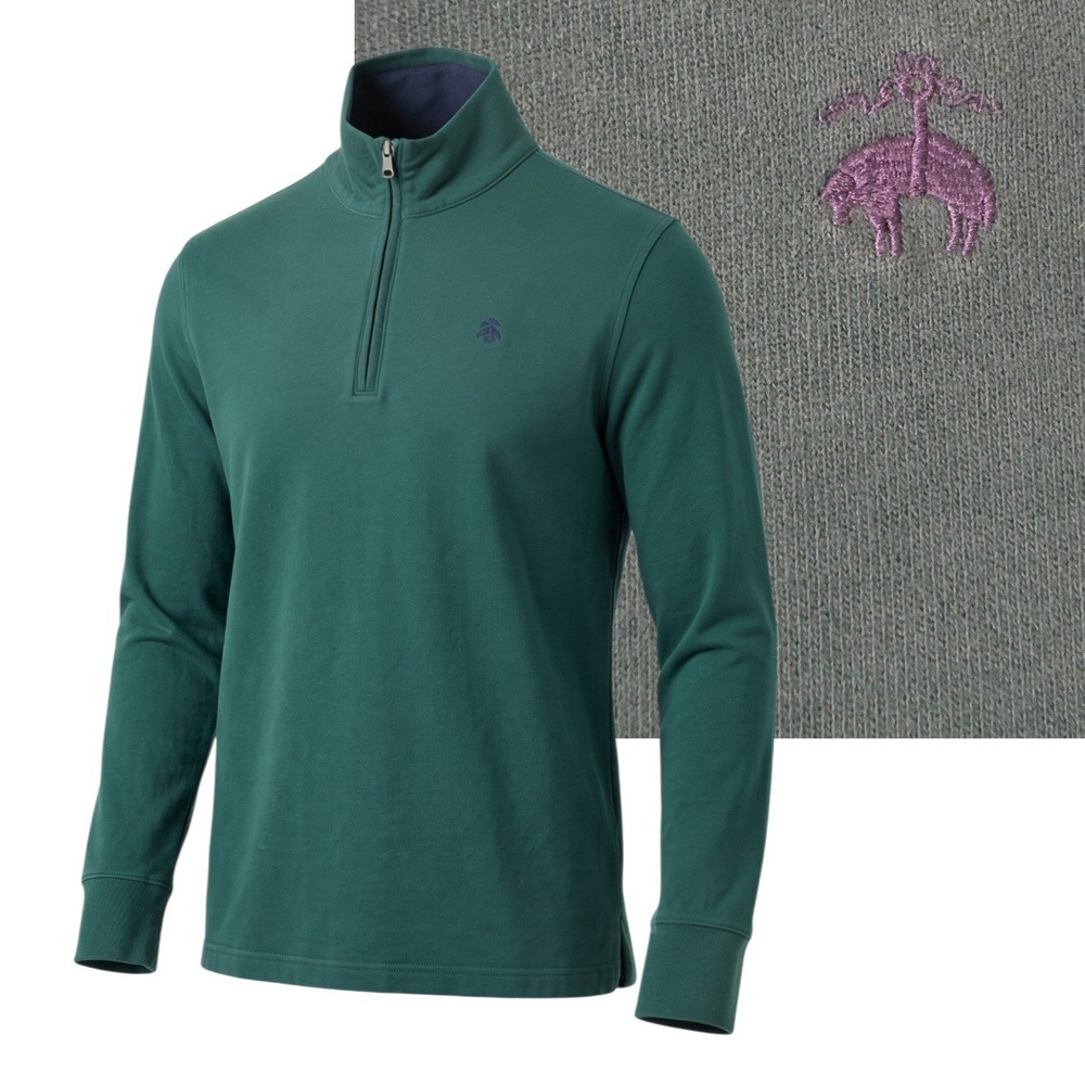 Brooks Brothers Quarter Zip Pullover Sweater Mens XXL Green Long Sleeve 2XL